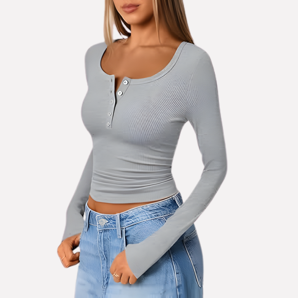 Kvinders Lange Ærmer Henley Top