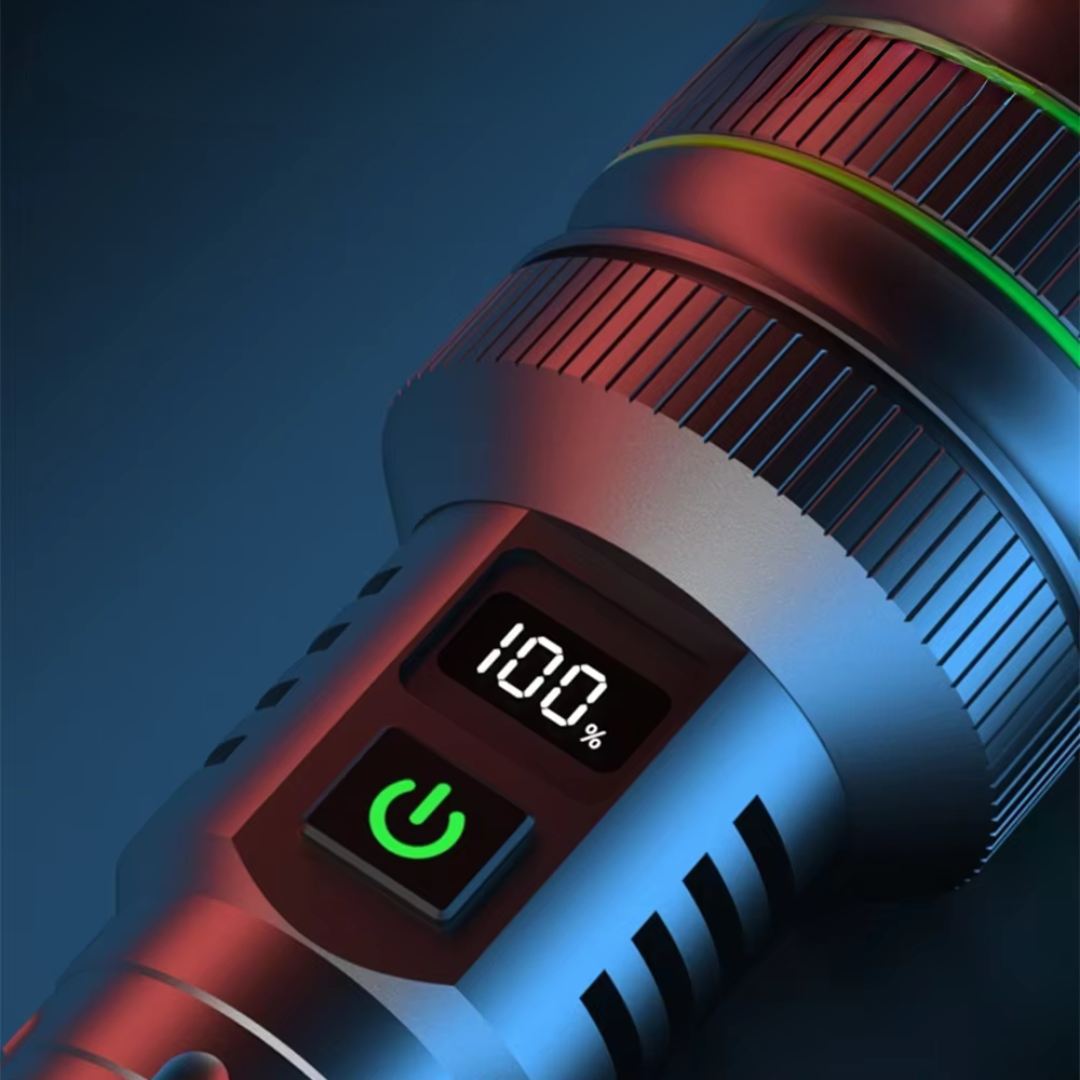 Ekstra kraftig og zoombar LED-lommelygte - PowerBeam