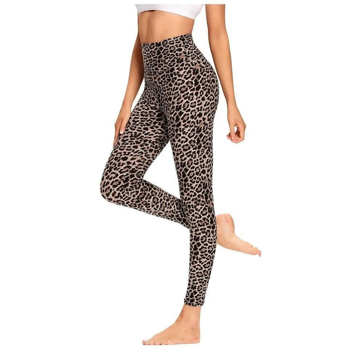 Højtaljede leggings med leopardprint til kvinder