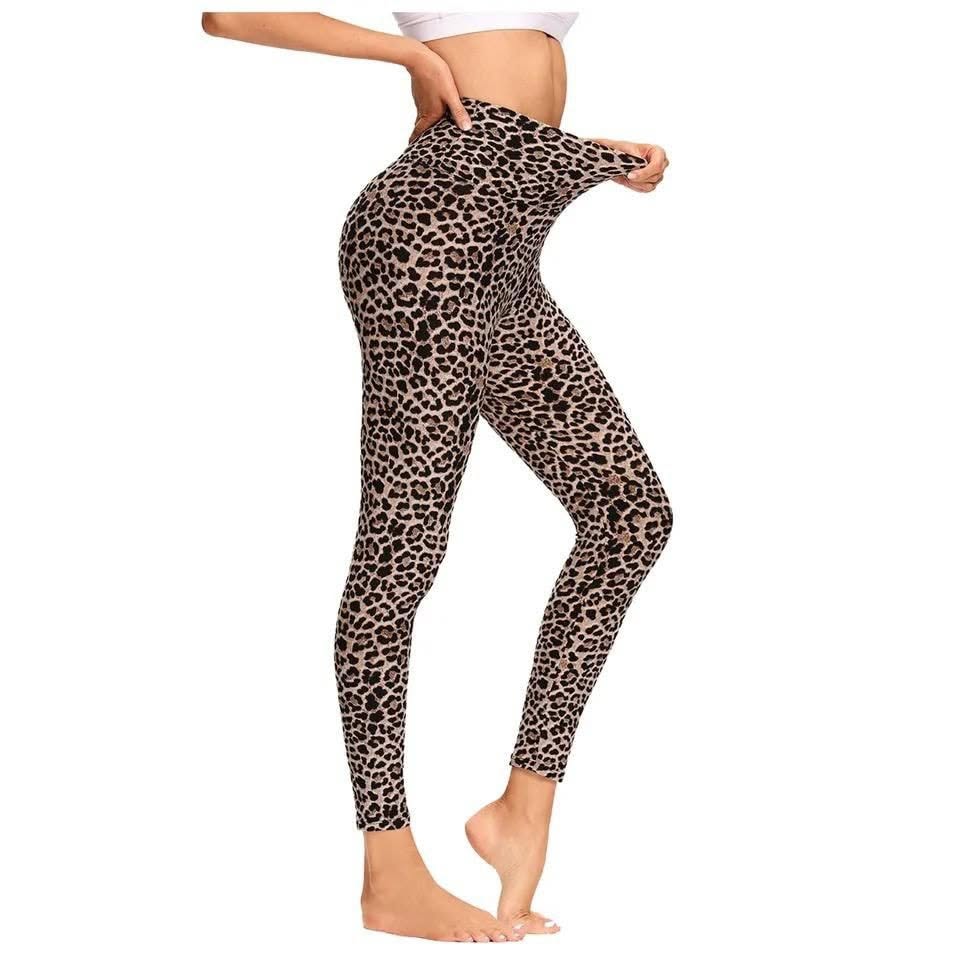 Højtaljede leggings med leopardprint til kvinder