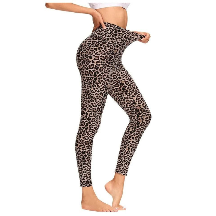 Højtaljede leggings med leopardprint til kvinder