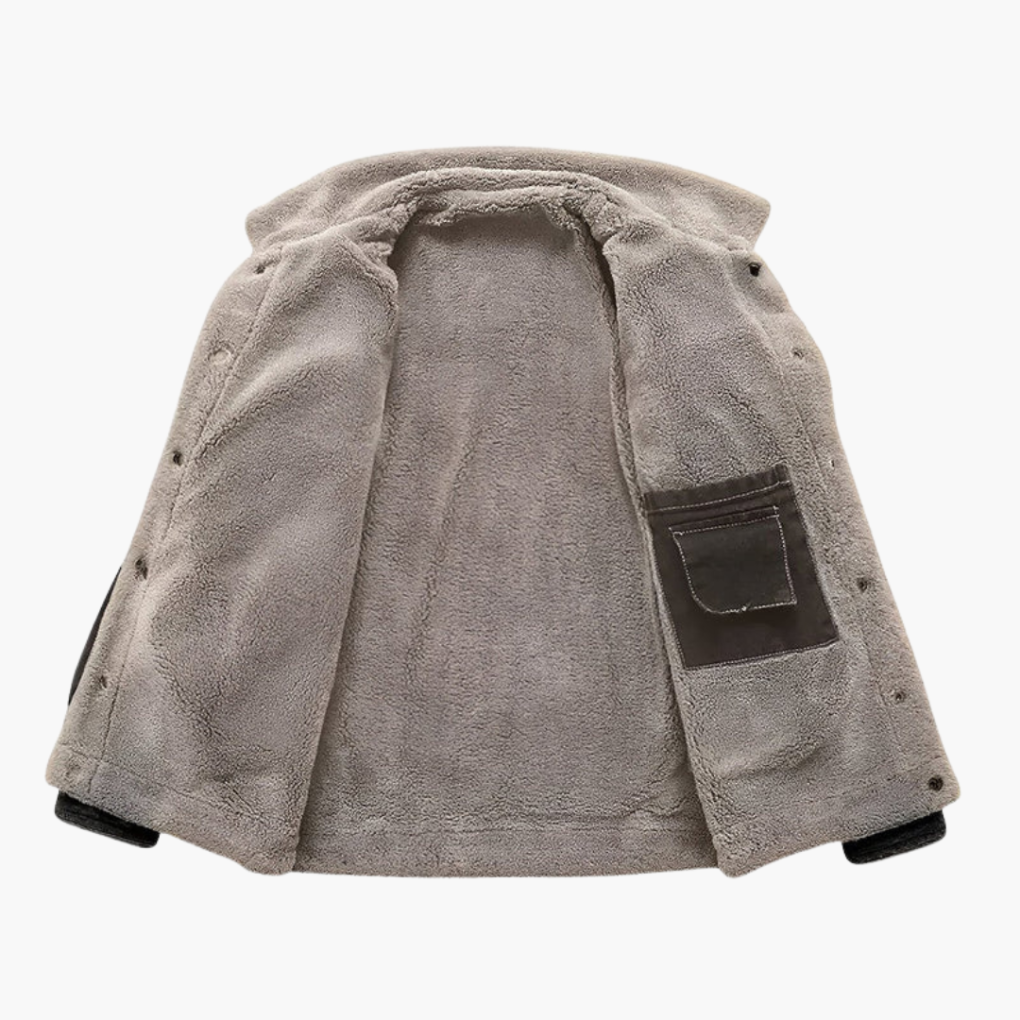 Herre Fleece-foret Denim Jakke Udsalgspris