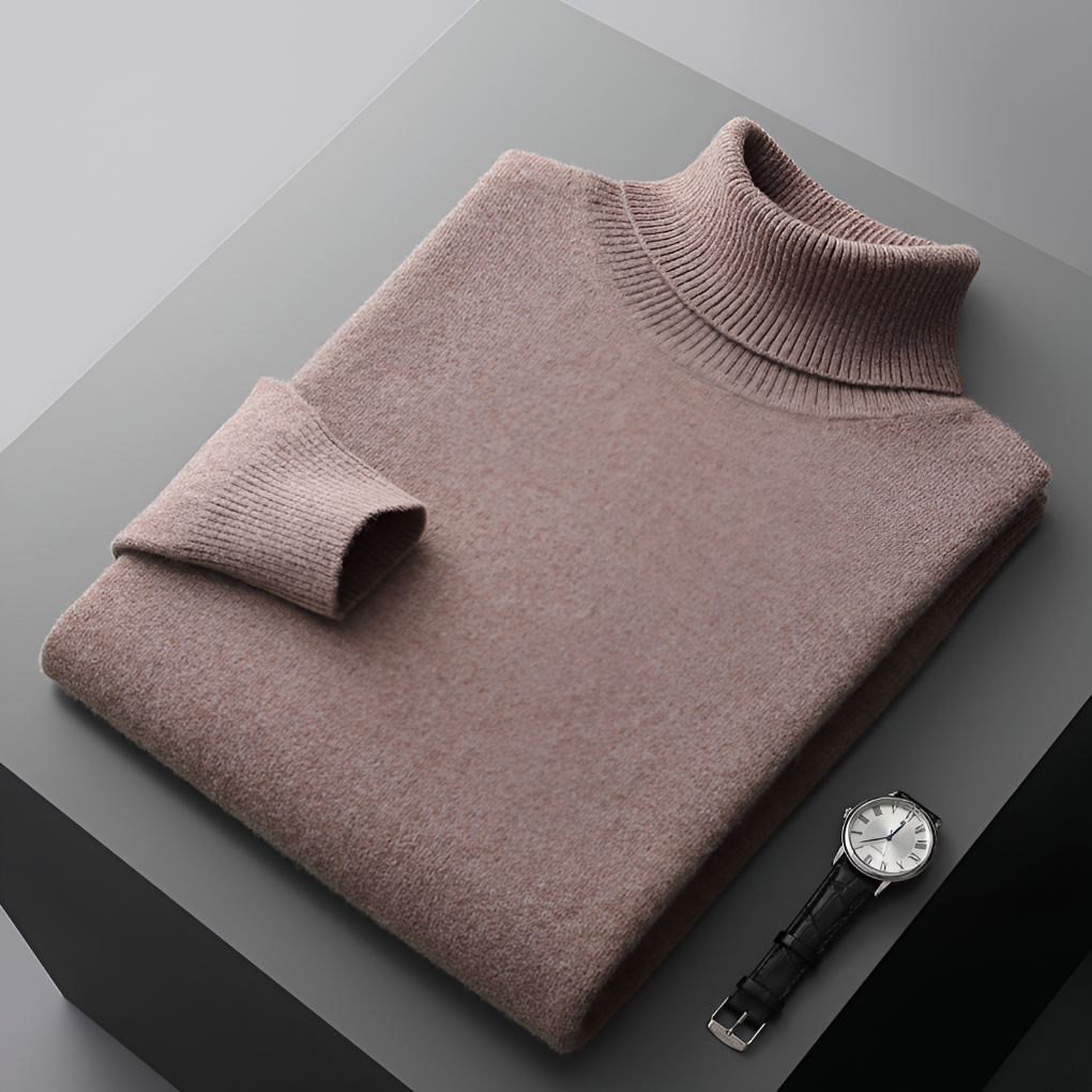 Højkvalitets cashmere-rullekravesweater til mænd