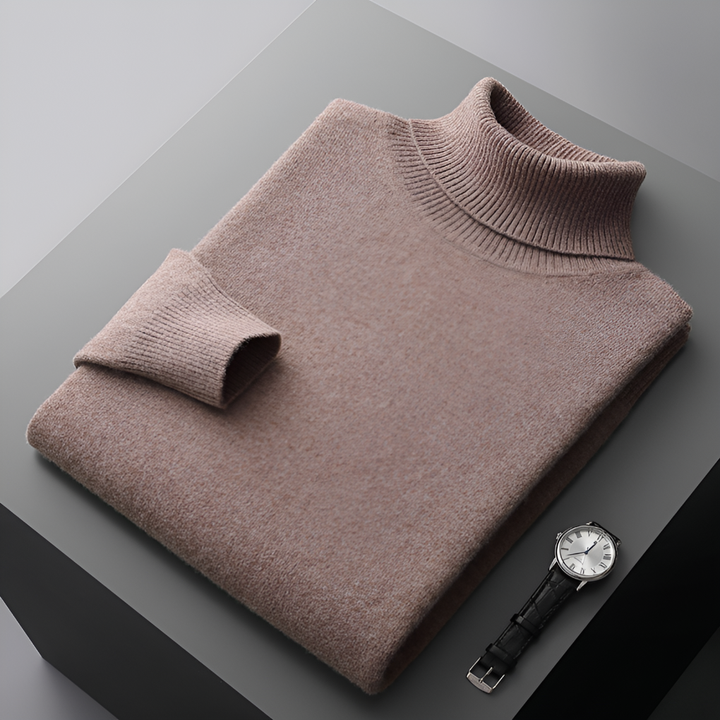 Højkvalitets cashmere-rullekravesweater til mænd