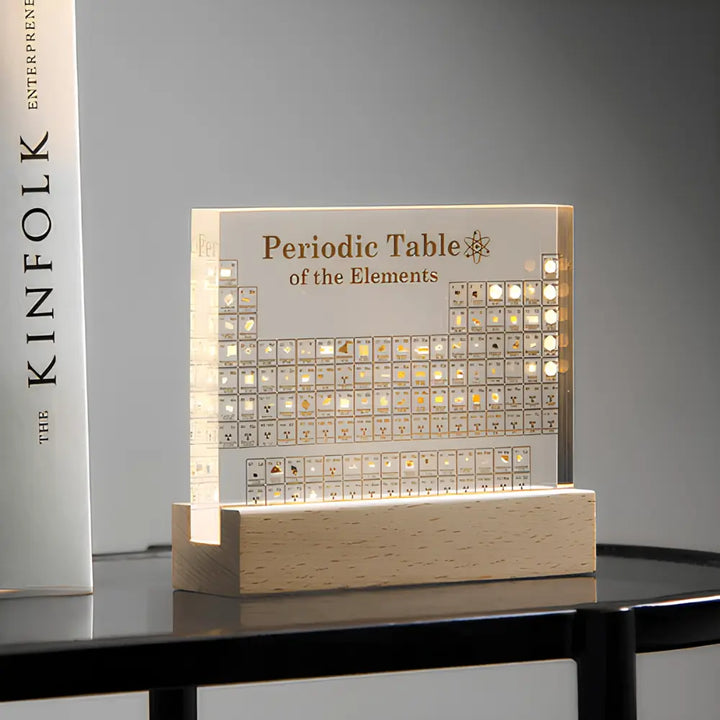 Pædagogisk lampe med det periodiske system, videnskabelig indretning med belysning