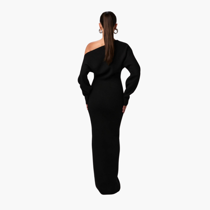 Off-Shoulder Strikkjole til Kvinder – Elegant Aftenkjole