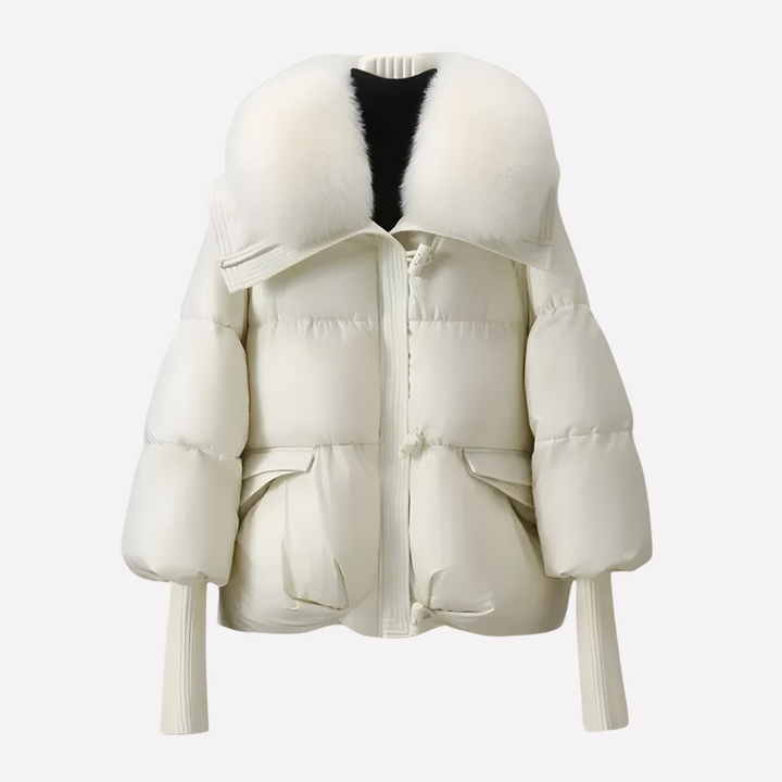 Dame Puffer Jakke med Faux Fur Krave