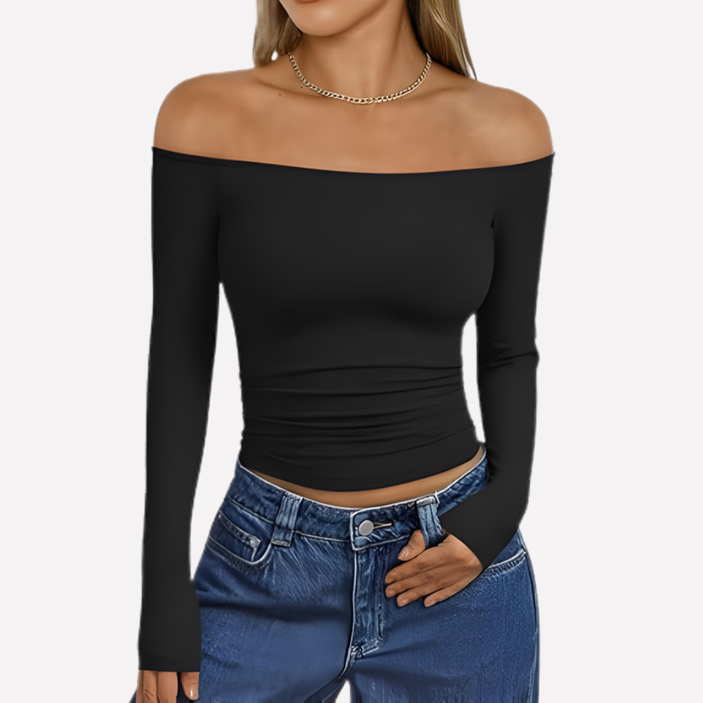 Kvinders Off-The-Shoulder Langærmet Top