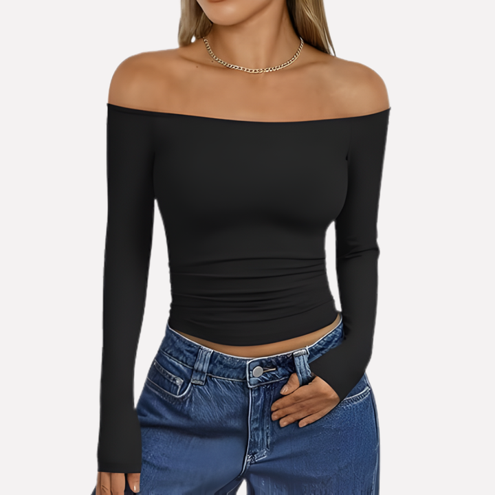 Kvinders Off-The-Shoulder Langærmet Top