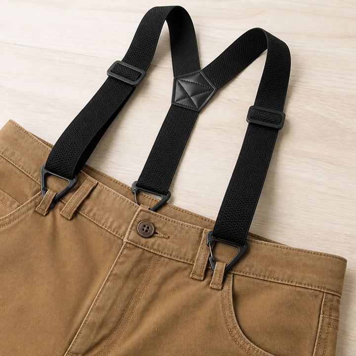 Elastiske seler til herrer, 3,8 cm brede med metalclips, X- eller Y-ryg