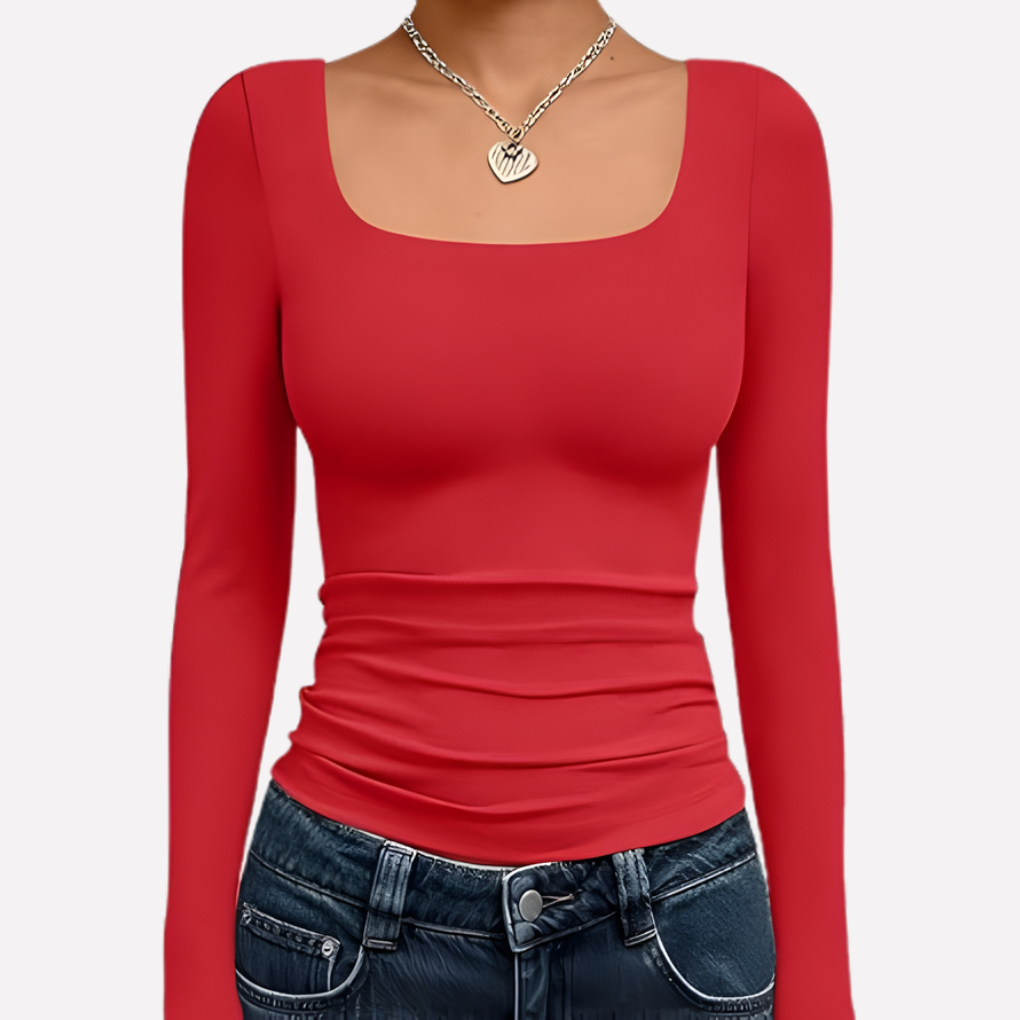 Kvinders Firkantet Hals Langærmet Crop Top