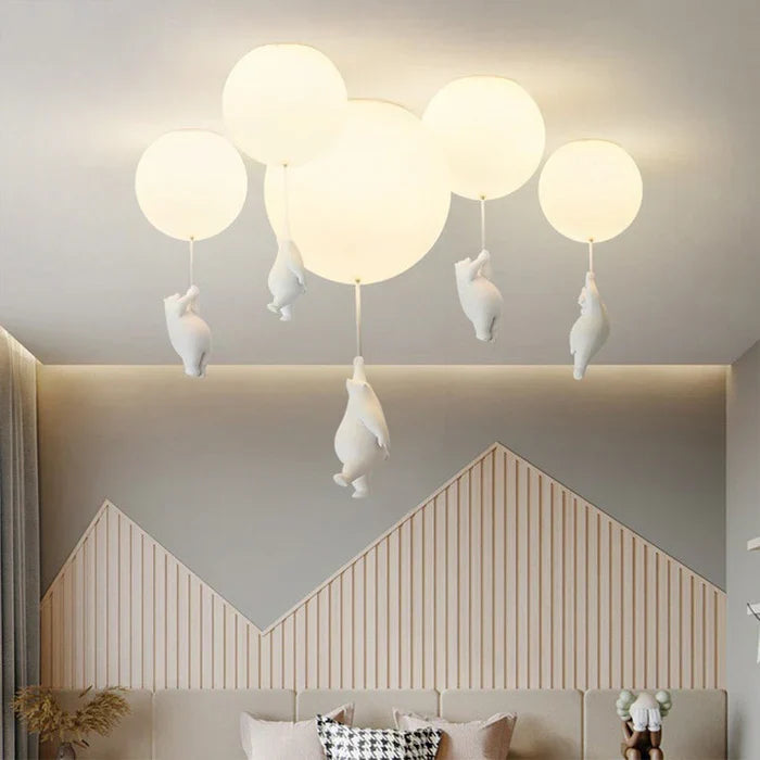 Loftlampe til børneværelset med bamse og ballon - CloudBear