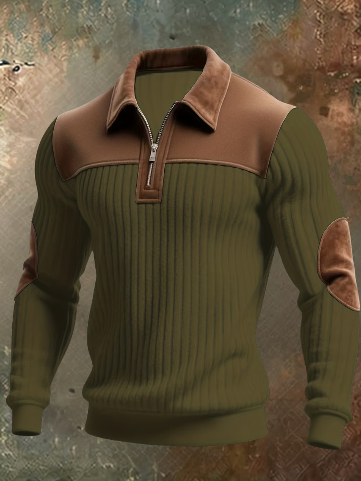 Luksuriøs herrepullover med detaljer i ruskindslook