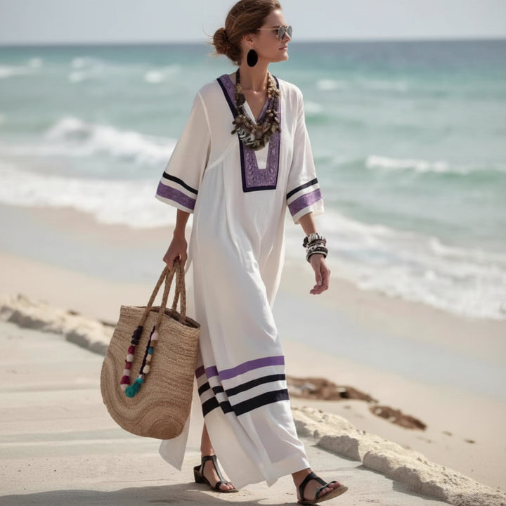 Boho Stribet Maxi Kjole