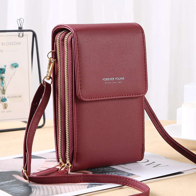Telefontaske med touchscreen og pungfunktion – kompakt crossbody-taske til daglig brug