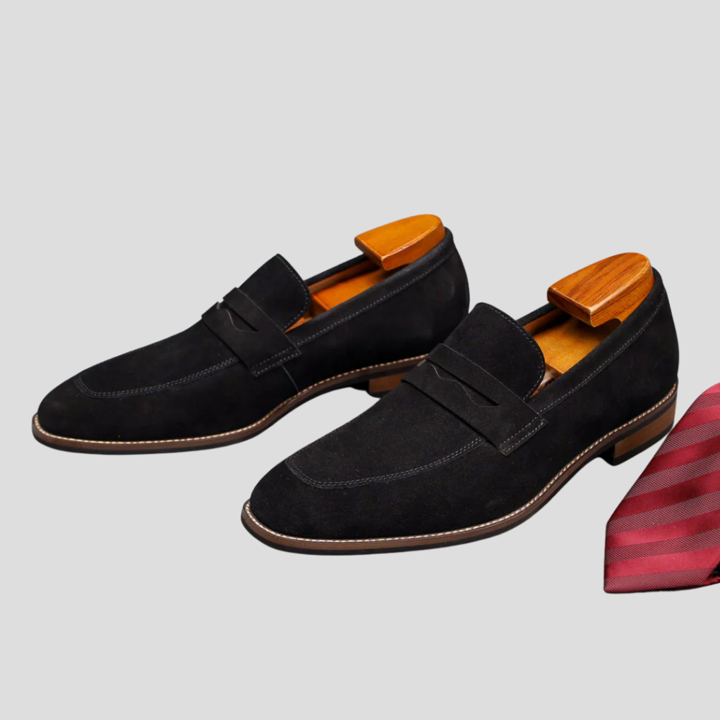 Herre-loafers i ruskind