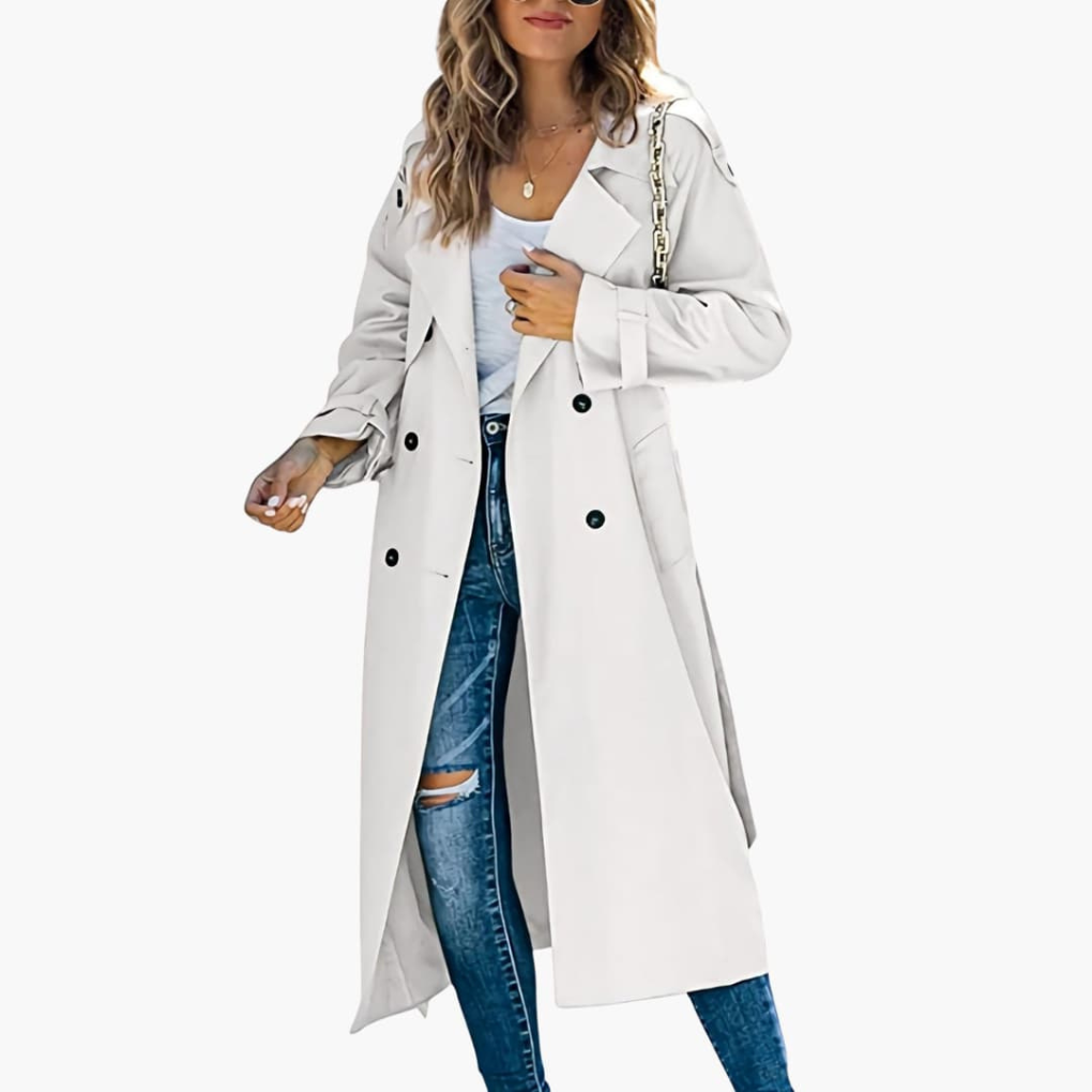 Kvinders Trench Coat med Knaplukning Udsalgspris