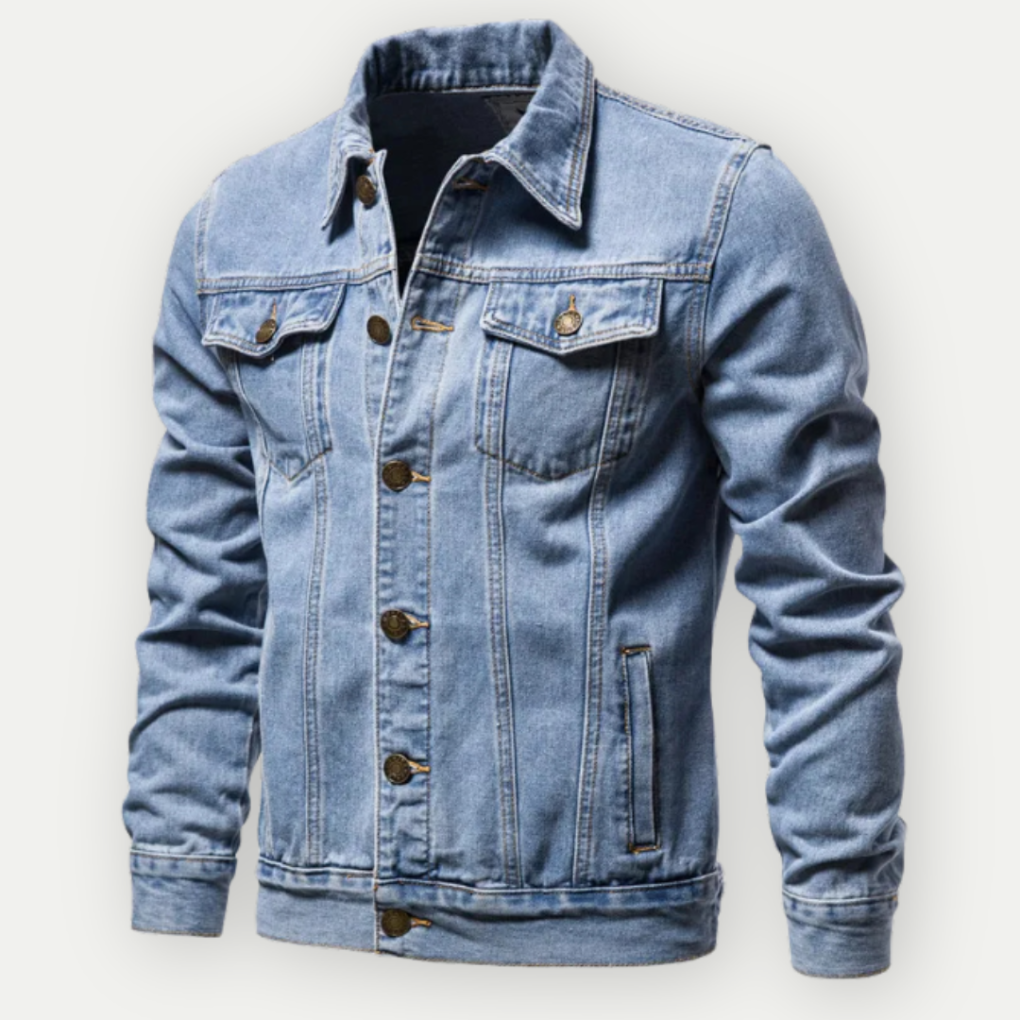 Herre denim truckerjakke i klassisk stil til hverdagsbrug