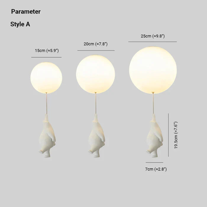 Loftlampe til børneværelset med bamse og ballon - CloudBear