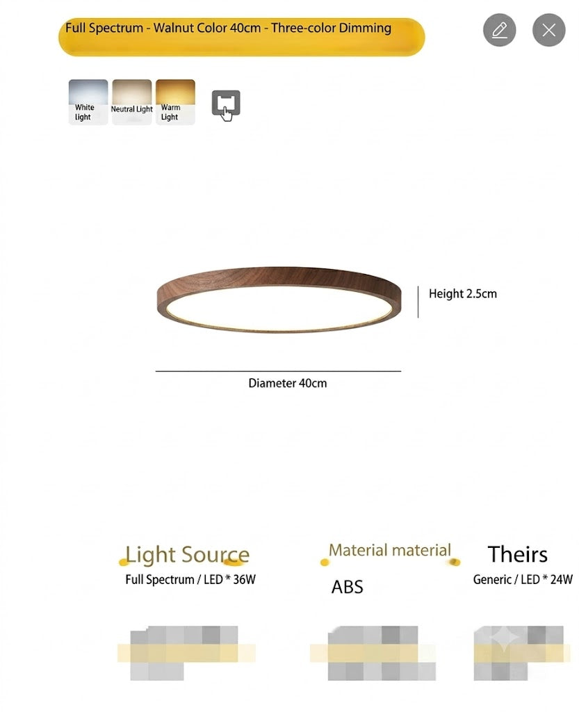 Ultratynd rund LED-loftlampe