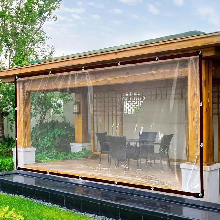 Gennemsigtig, vejrbestandig presenning til have, terrasse og udendørsområder
