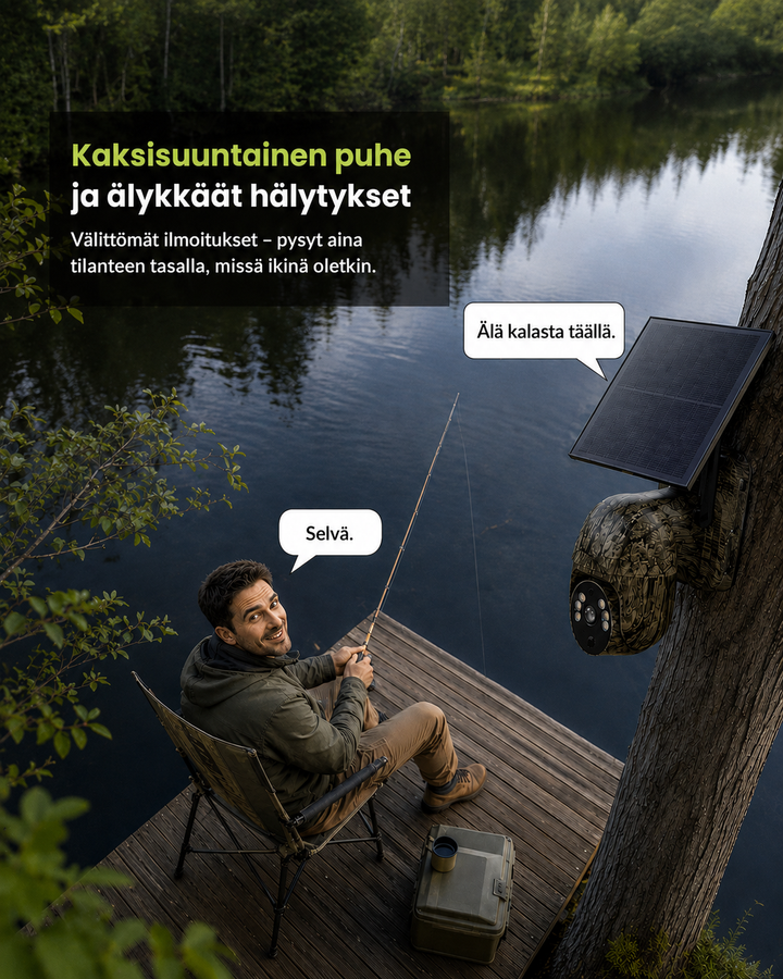 Soldrevet trådløst overvågningskamera med 4G LTE eller wi-fi, 2K, PTZ, nattesyn