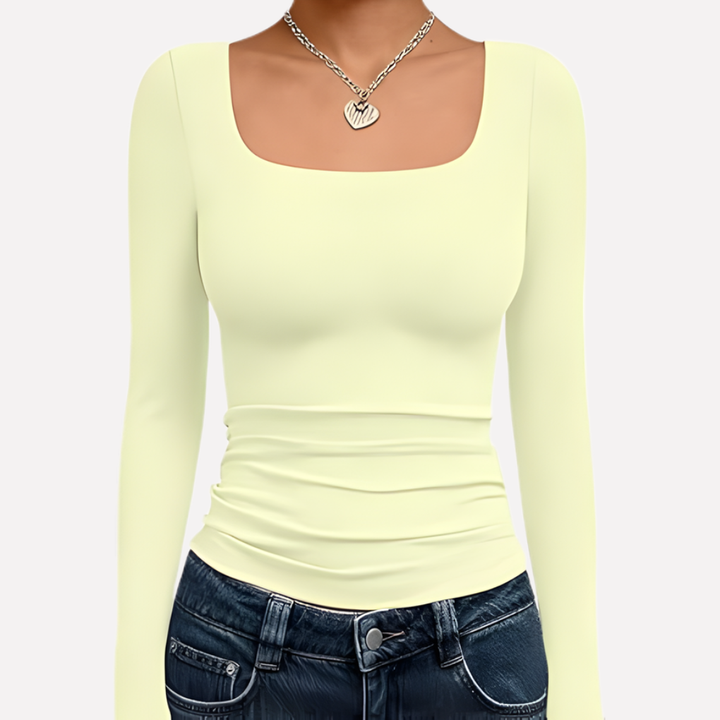 Kvinders Firkantet Hals Langærmet Crop Top