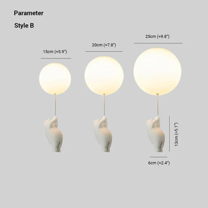 Loftlampe til børneværelset med bamse og ballon - CloudBear