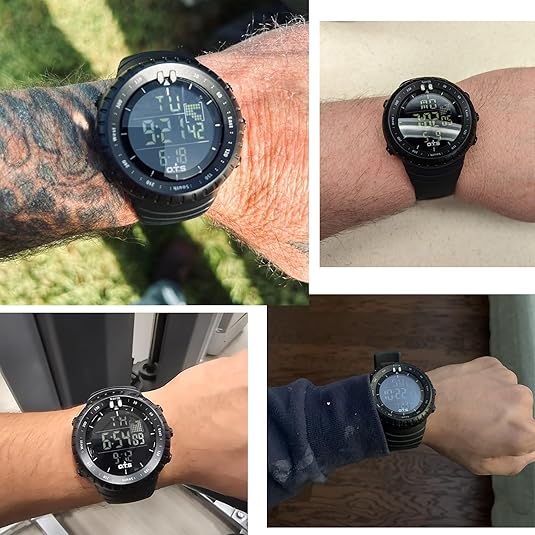 Henry digitalt sportsur til herrer, vandtæt – stødsikkert, taktisk og med LED-baggrundsbelysning