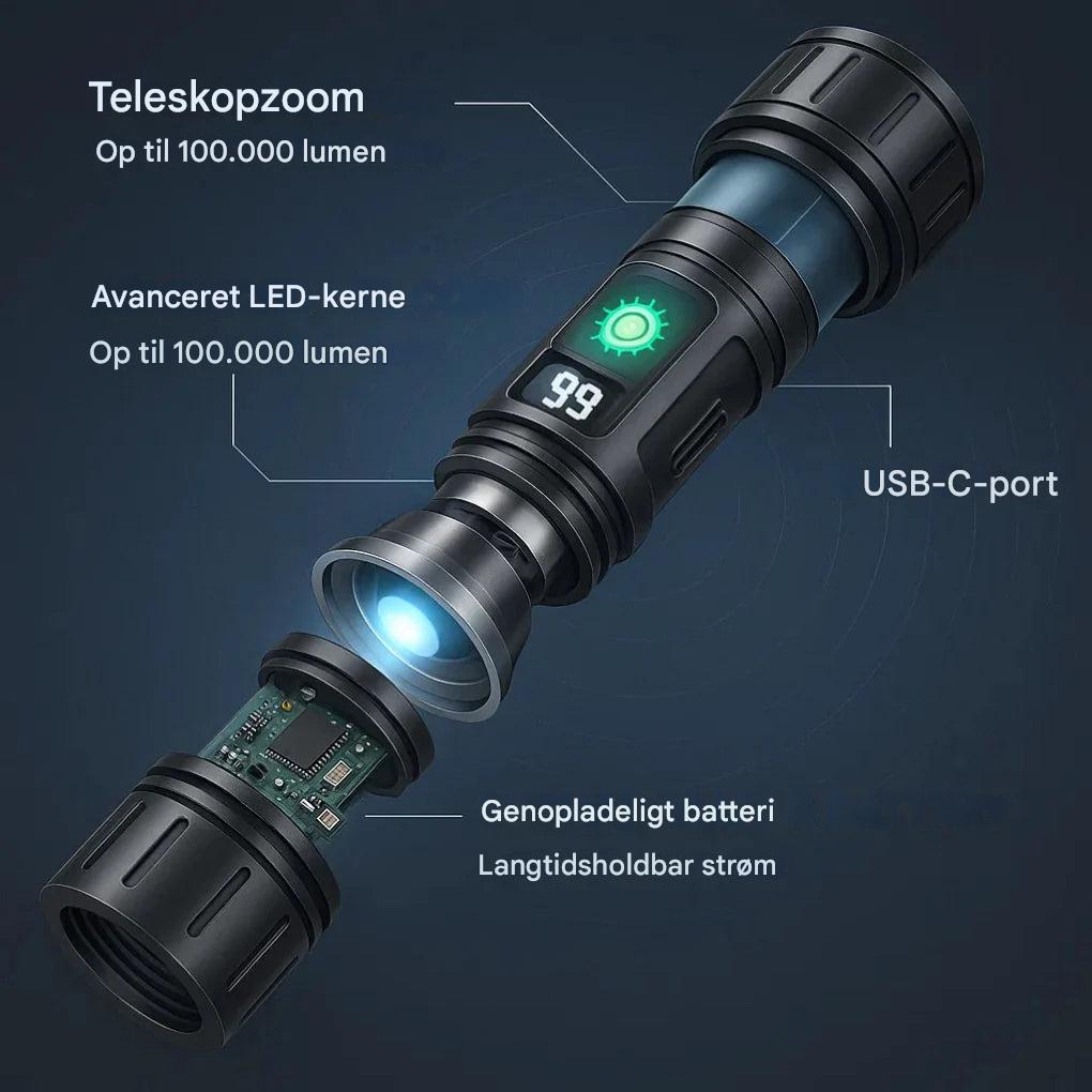 100.000 lumen lommelygte