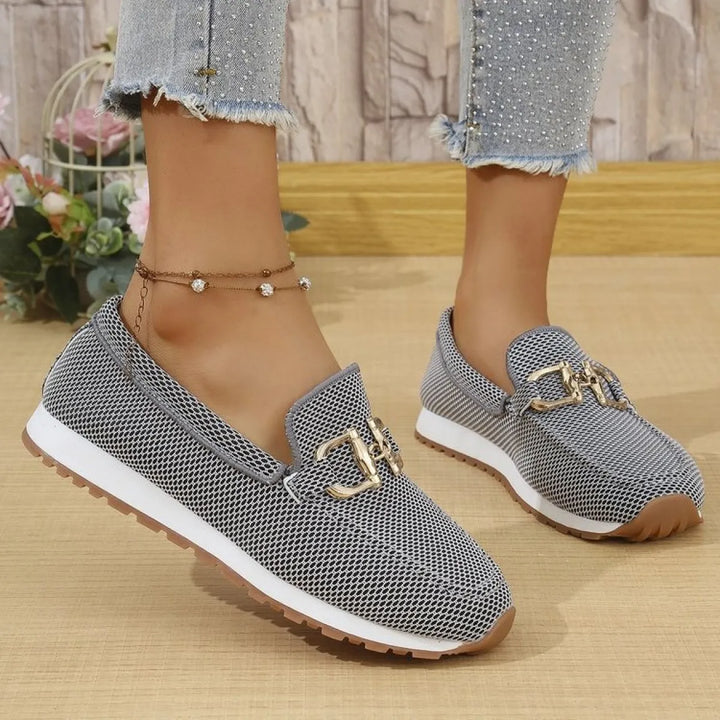 Kvinders Solid Farve Flade Sneakers