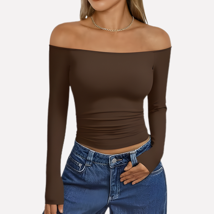 Kvinders Off-The-Shoulder Langærmet Top