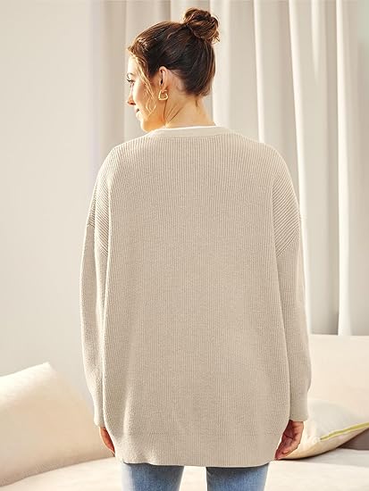 Oversized cardigan med V-hals