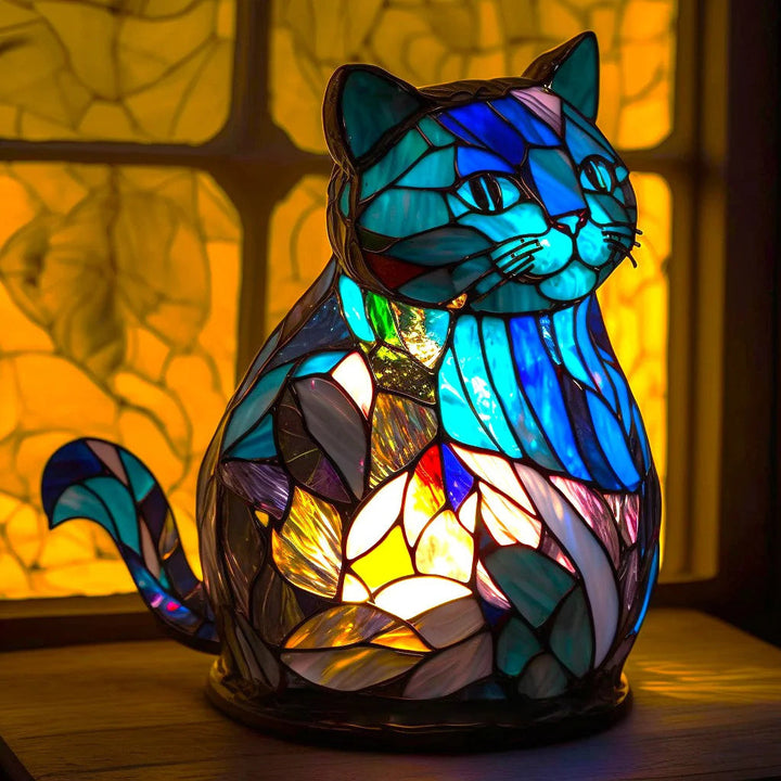 Bordlampe i farvet glas dyr dekorativt lys