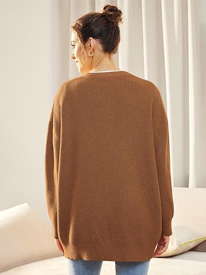 Oversized cardigan med V-hals