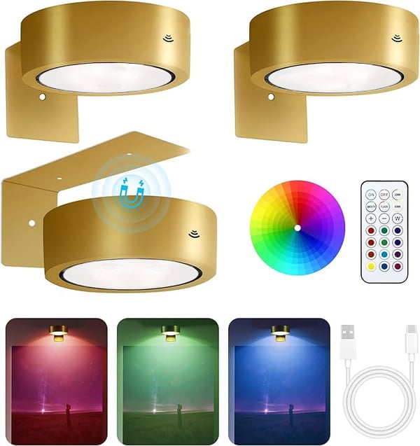 Justerbar magnetisk billedlampe | LED-touch & fjernbetjening, RGB/hvid, USB
