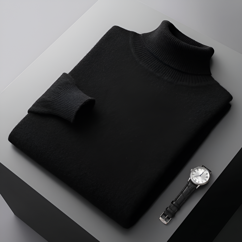 Højkvalitets cashmere-rullekravesweater til mænd