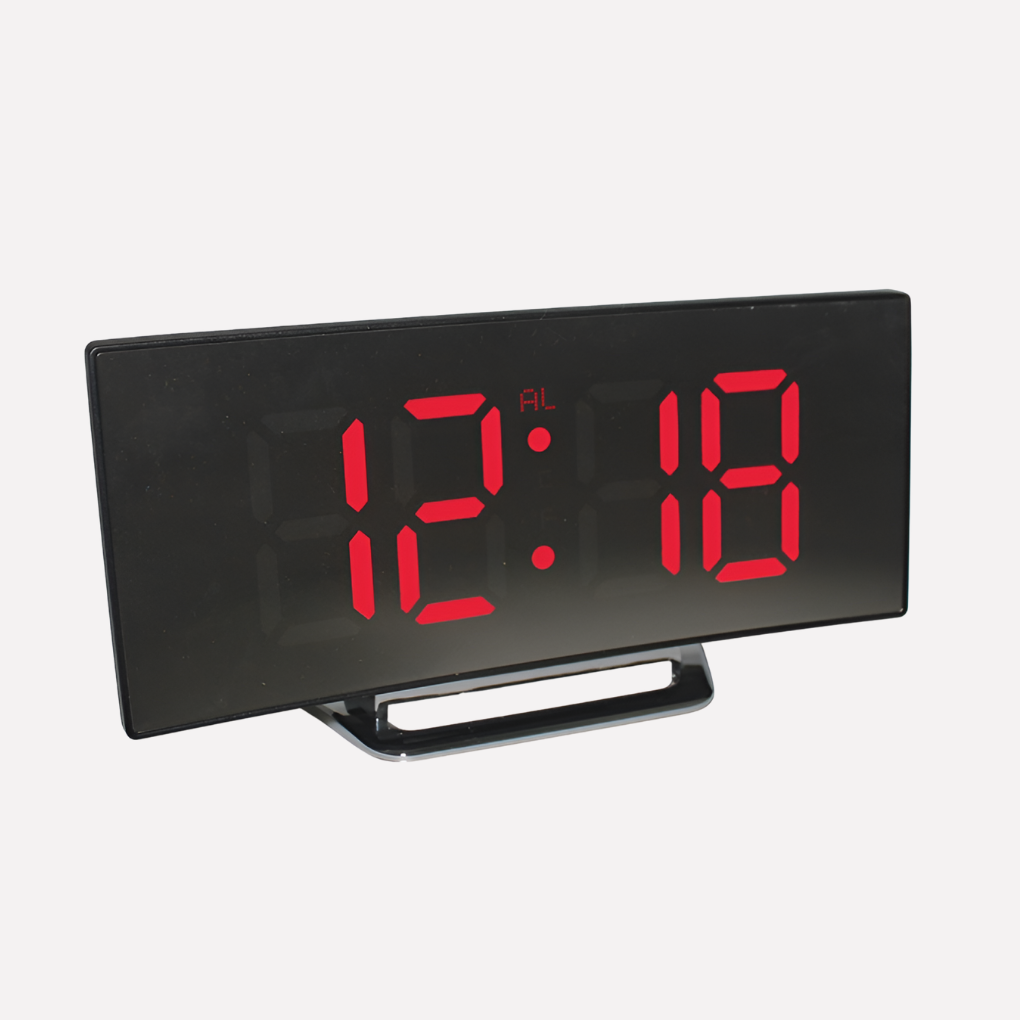 Moderne stil buet LED digital vækkeur