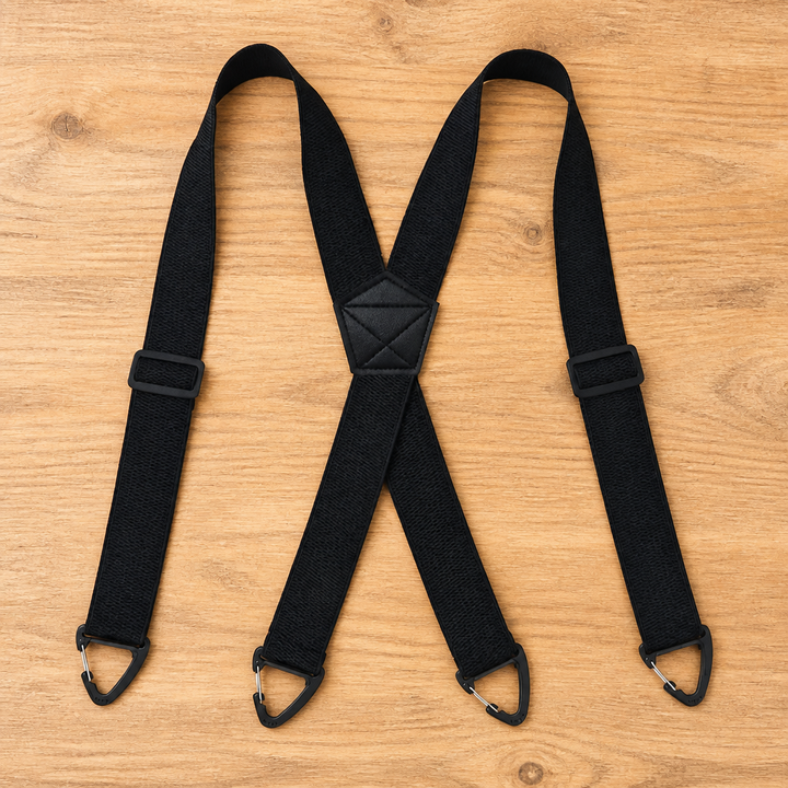 Elastiske seler til herrer, 3,8 cm brede med metalclips, X- eller Y-ryg