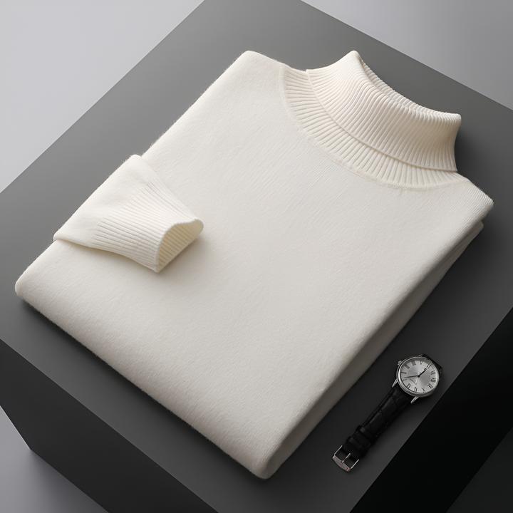 Højkvalitets cashmere-rullekravesweater til mænd