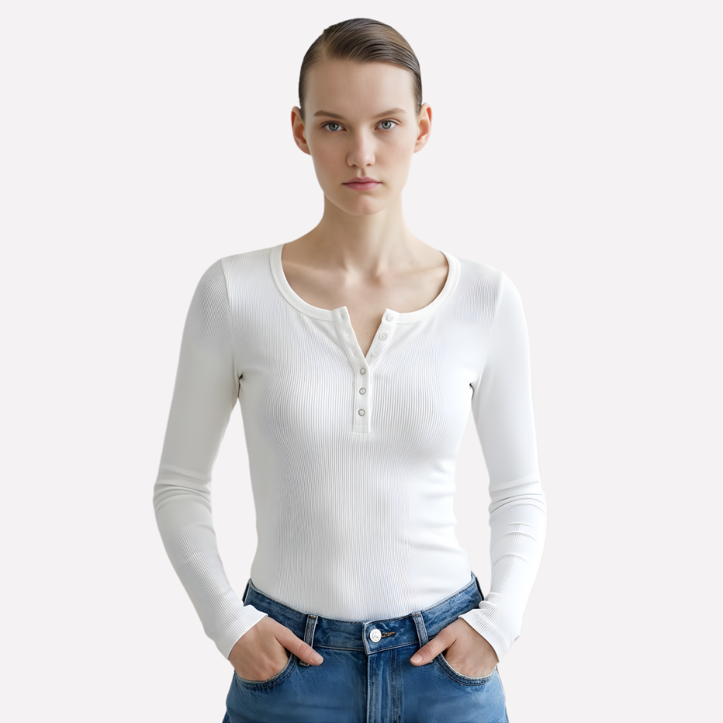 Kvinders Lange Ærmer Henley Top