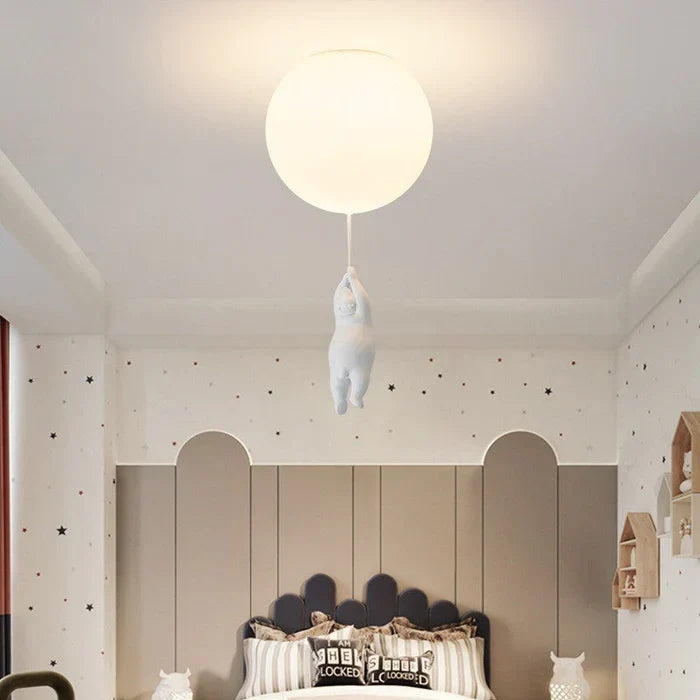 Loftlampe til børneværelset med bamse og ballon - CloudBear
