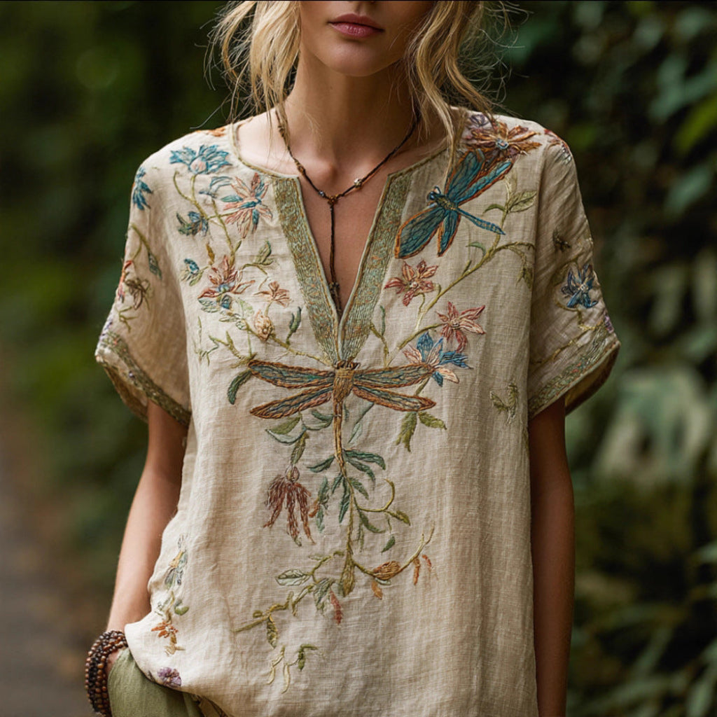 Spring Fashion Carnival Trendy Printed Womens V-Neck Short-Sleeve Top