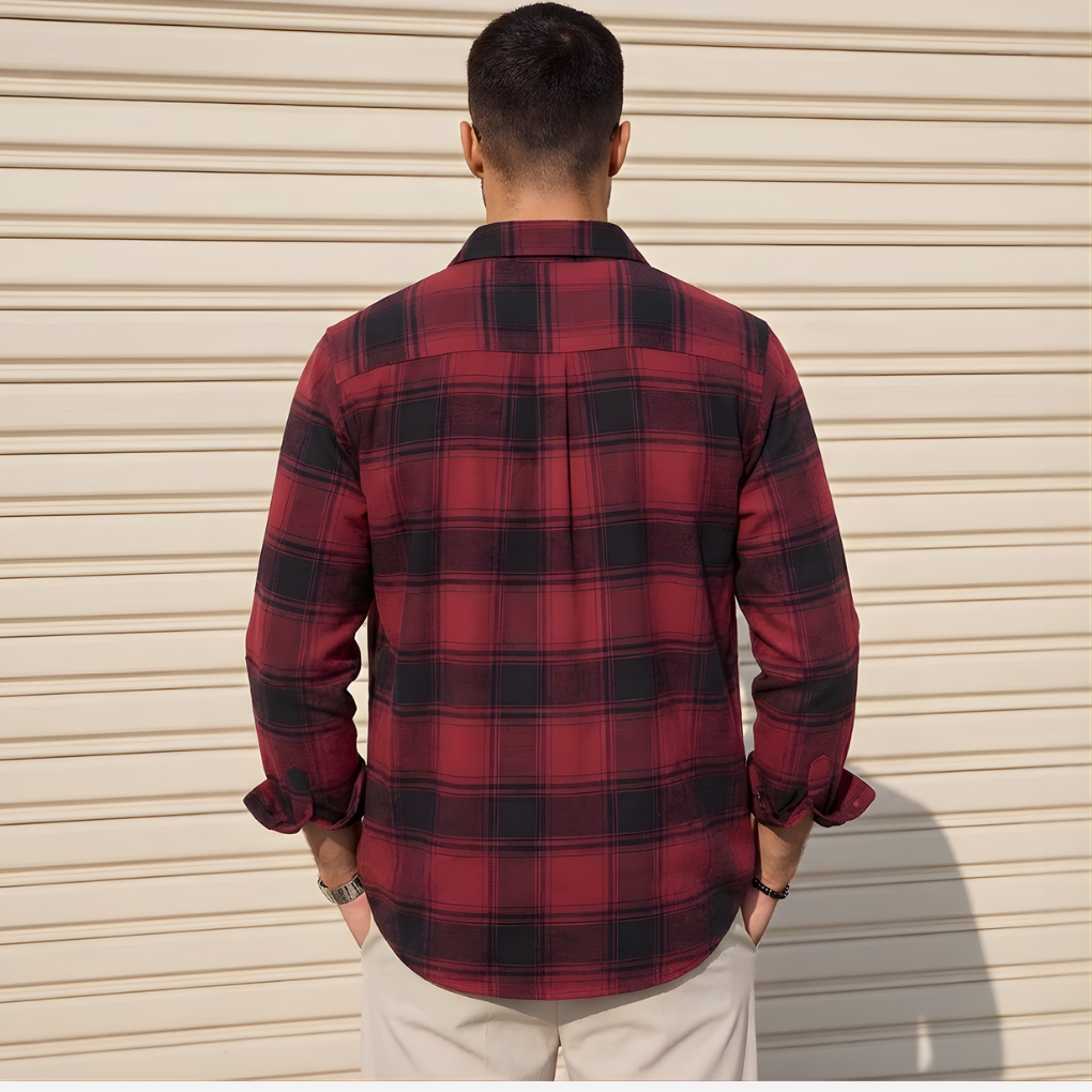 Mænds Plaid Flannel Skjorte
