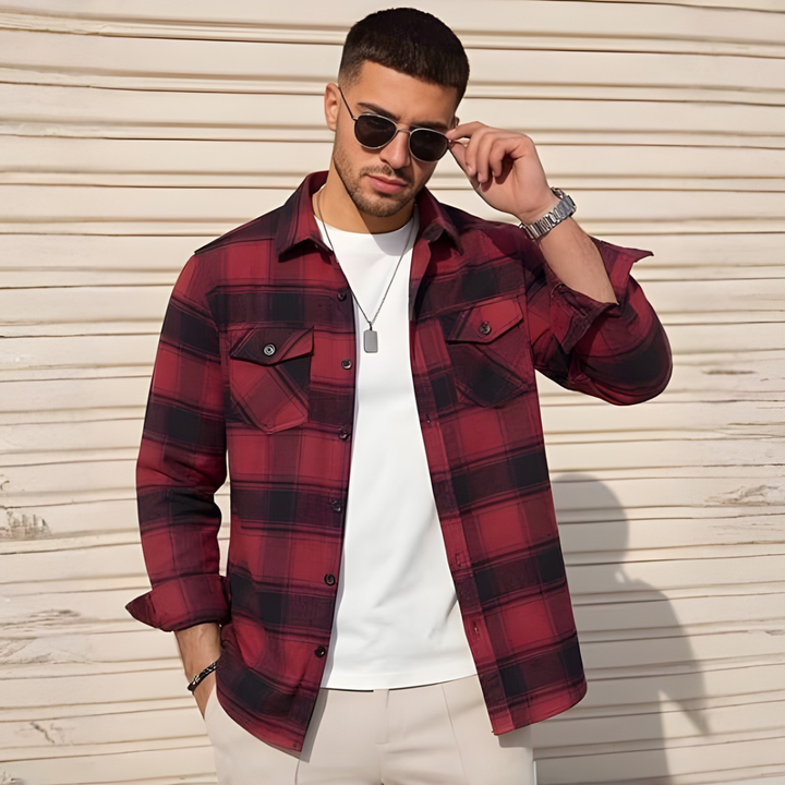 Mænds Plaid Flannel Skjorte