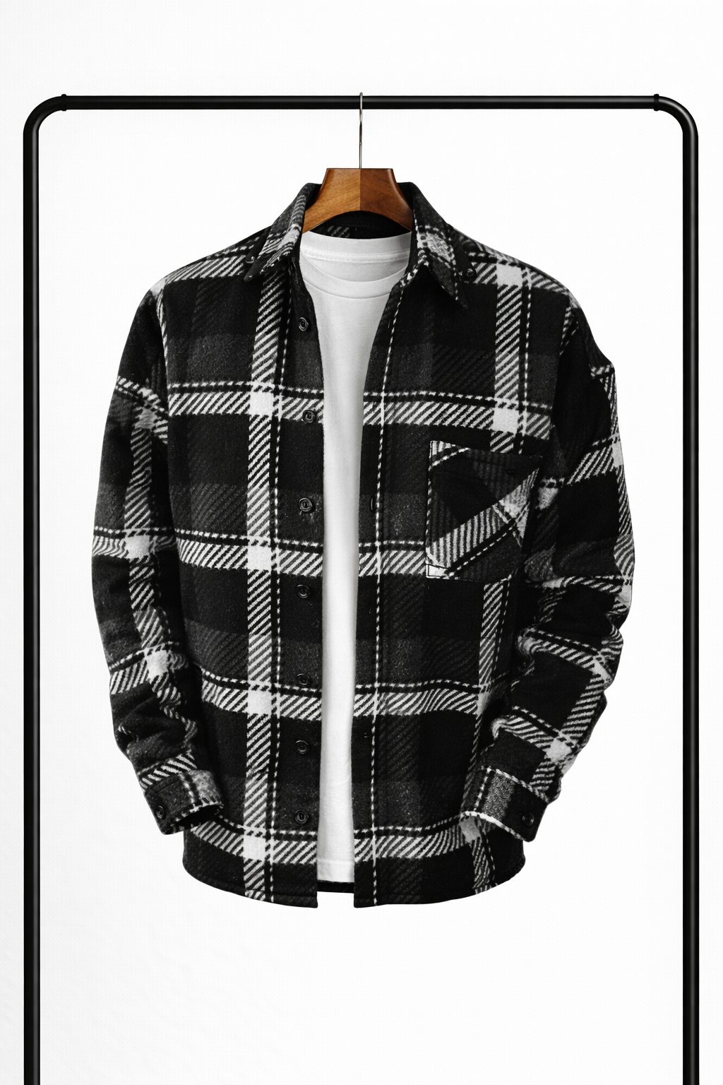 Klassisk ternet overshirt til mænd – varm, behagelig skjortejakke som mellemlag