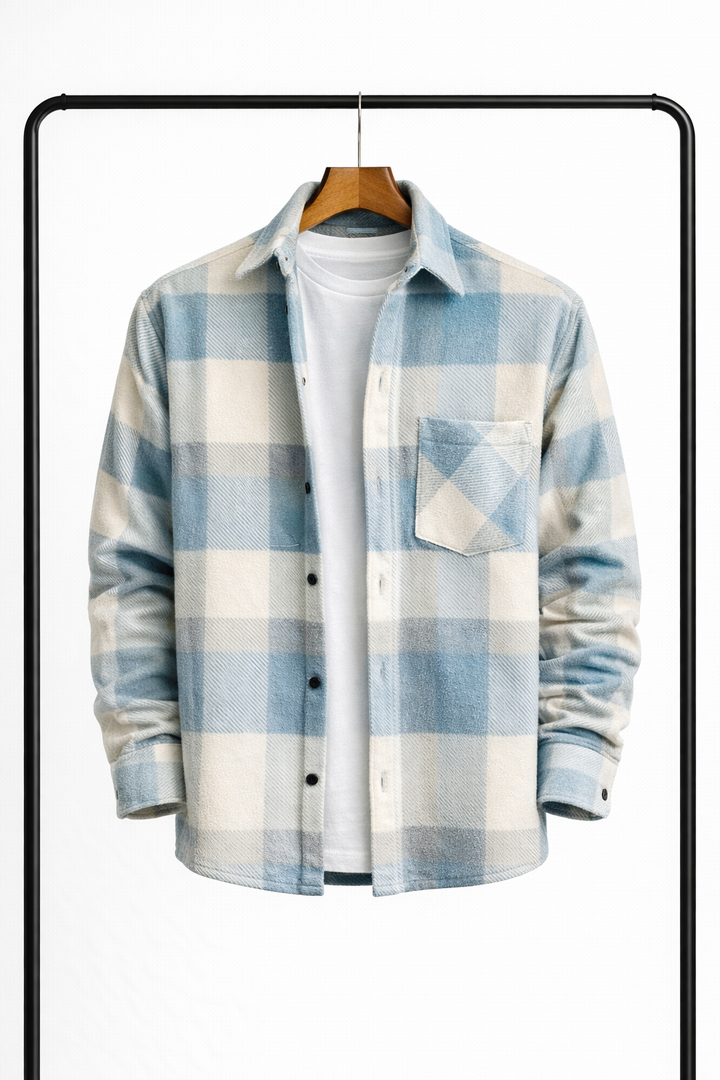 Klassisk ternet overshirt til mænd – varm, behagelig skjortejakke som mellemlag