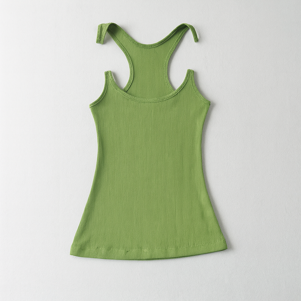 Dame ribbet tanktop med usynlige stropper