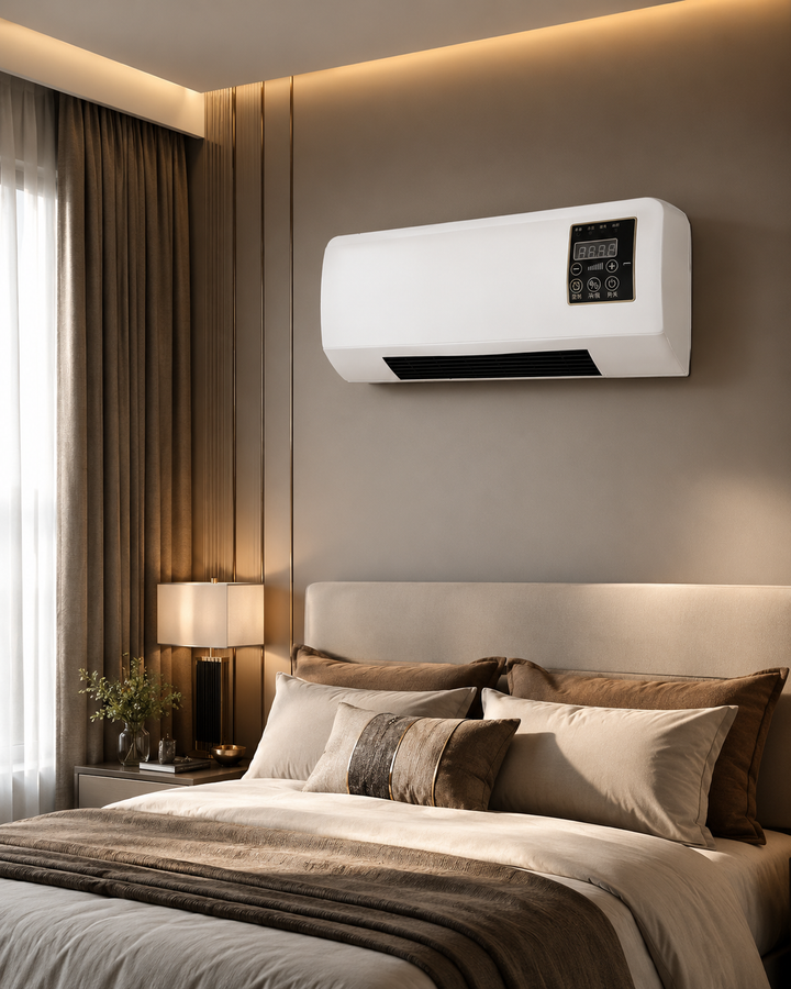Vægmonteret 2-i-1-varmeblæser og køleventilator – hurtig opvarmning og cirkulation af kølig luftøler – stille og effektiv
