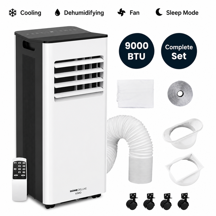 KIMO 9000 BTU Bærbar Aircondition – Hvid/Sort